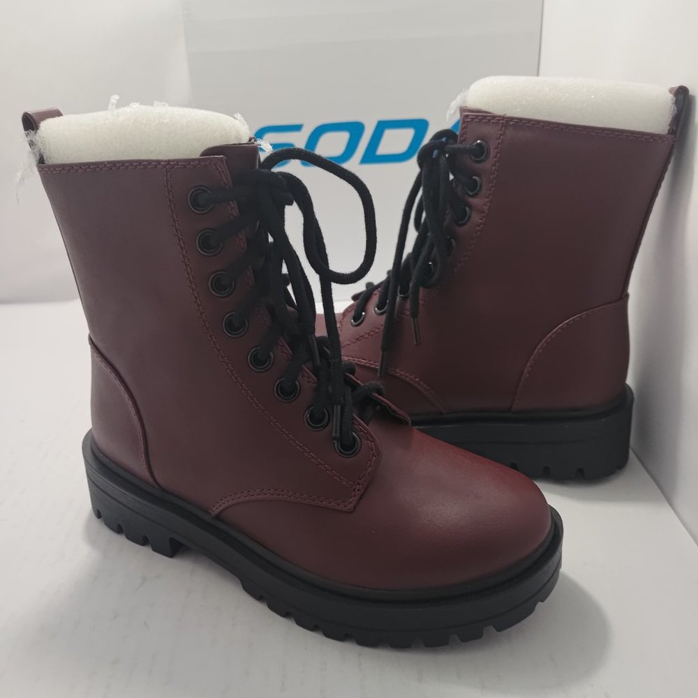 FIRM Lace Up Ankle Boots Red Pu